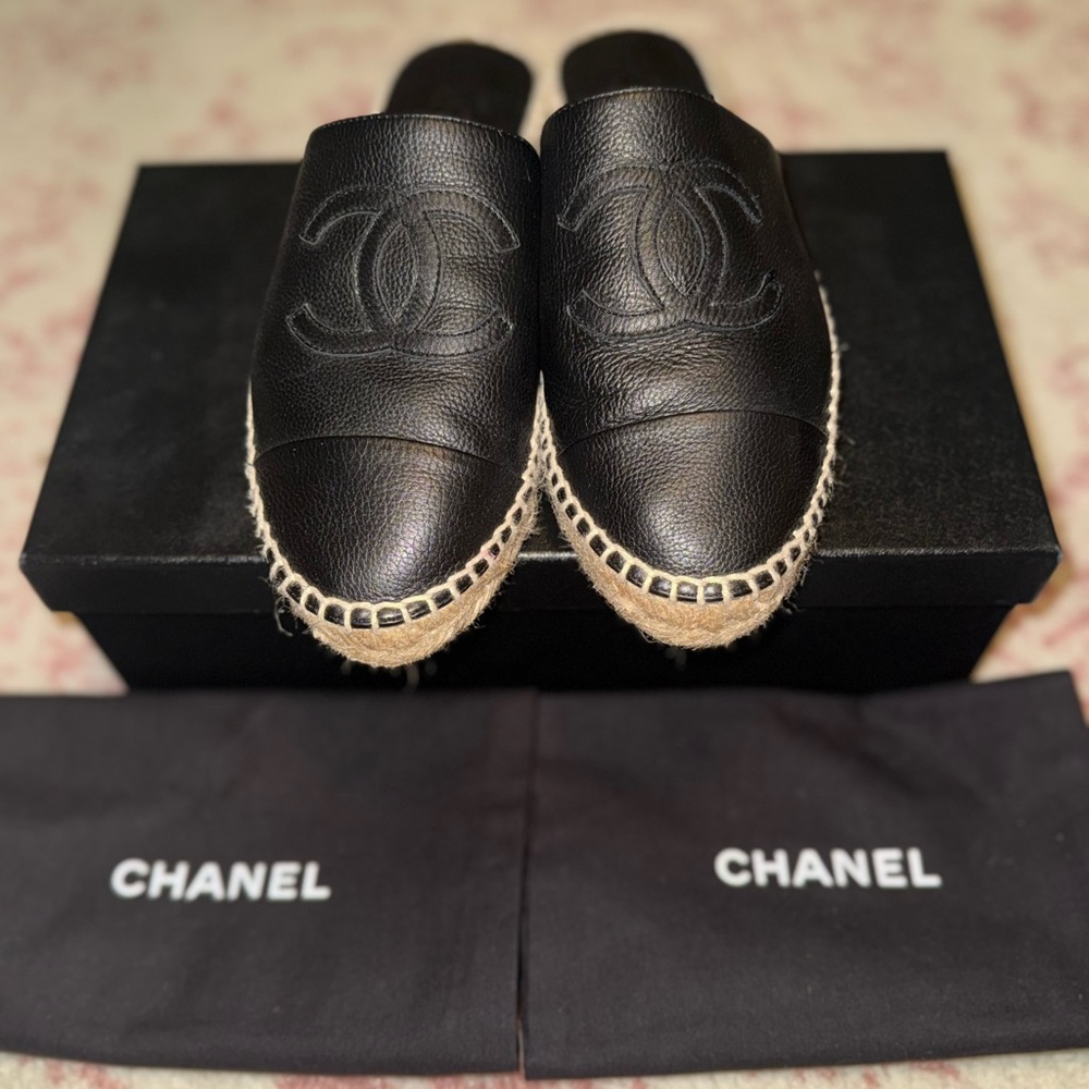 Chanel Black Mules with Logo size 37